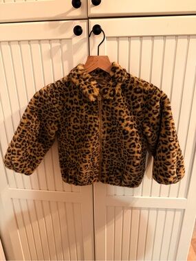 GAP Leopard Faux-Fur Puffer Jacket in Tan and Black